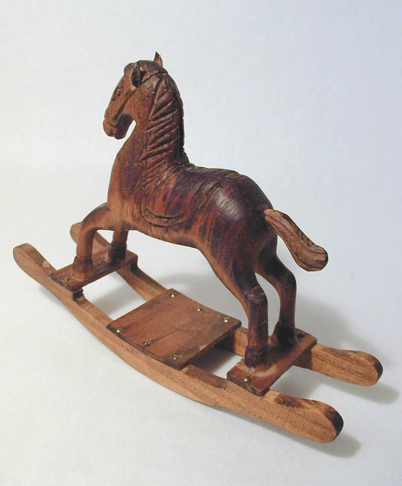 Vintage Hand Carved Small Rocking Horse Etsy