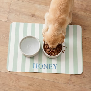 Custom Dog & Cat Food Mat, Modern Striped Pet Placemat