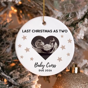 Decorazione natalizia personalizzata per ecografia neonatale: decorazione natalizia personalizzata per annuncio di gravidanza