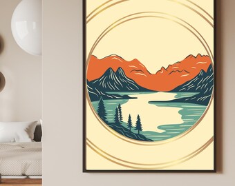 Mountain range A3 A4 digital download print, poster, home decor, wall art, instant download