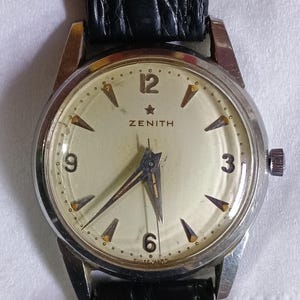 Zenith Pilot vintage calibre 120, zenith vintage, zenith militaire, zenith a remontage manuel, zenith stop second, retro