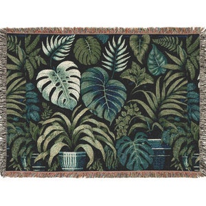 Zimmerpflanzenliebhaber-Decke, botanische werfen, gemütliche Sukkulenten-Decke, Natur-inspirierte Bettwäsche, Grün-Liebhaber-Geschenk, Schlafzimmerdekor-Monstera Bild 1