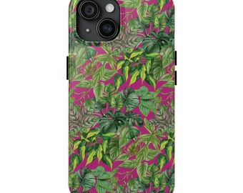 iPhone 15 Tropical Greenery Handyhülle - Robuste Hülle mit Lebendigem Blumenmuster, Geschenk für Pflanzenliebhaber, Sommer Vibes, Umweltfreundliches Accessoires