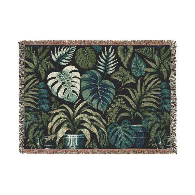Zimmerpflanzenliebhaber-Decke, botanische werfen, gemütliche Sukkulenten-Decke, Natur-inspirierte Bettwäsche, Grün-Liebhaber-Geschenk, Schlafzimmerdekor-Monstera Bild 1