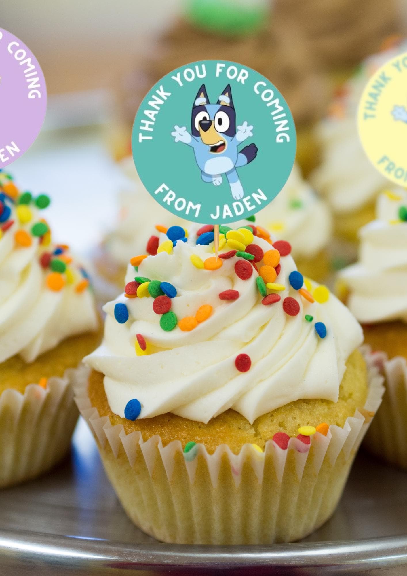 Personalized Bluey Party Thank You Toppers