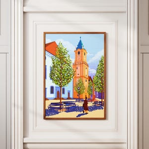 Bratislava Wall Art, Colorful Slovakia Travel Poster, Slovakia Art Print, Central European Architecture, Eclectic Decor, Dopamine Decor