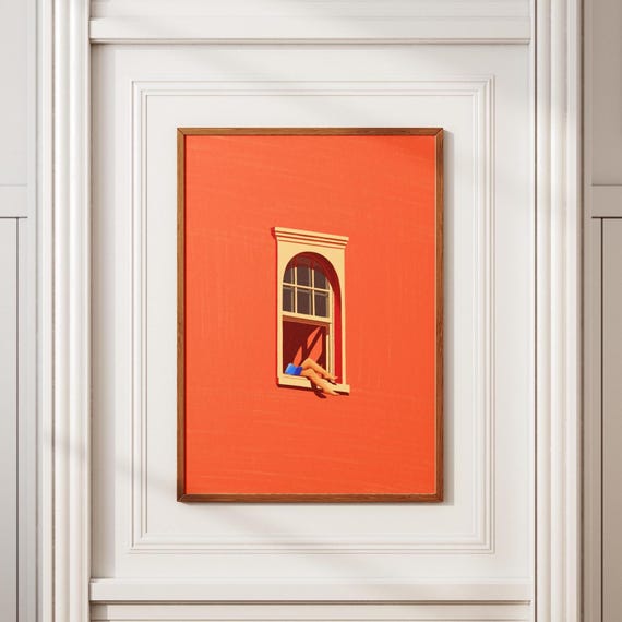 Sunny Reading Nook Digital Download: Orange Bold Minimalist Dopamine Home Decor