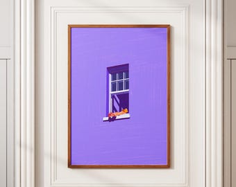 Lila minimalistische digitale Wandkunst, ästhetische Wohnkultur, lila Druck, Buchliebhaber digitaler Download, Dopamin-Dekor