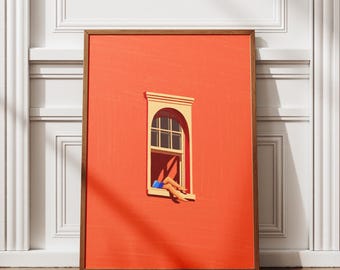 Lámina artística para amantes de los libros maximalistas: Decoración para el hogar con temática de dopamina soleada