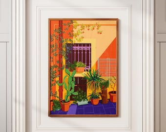 Descarga digital de plantas de interior: Cactus, decoración maximalista y ecléctica con dopamina
