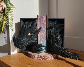 Dragon Book Ends | Fourth Wing Tairn | 3D Printed Fantasy Bookends | Bookish Gift
