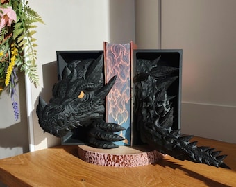 Dragon Book Ends | Fourth Wing Tairn | 3D Printed Fantasy Bookends | Bookish Gift