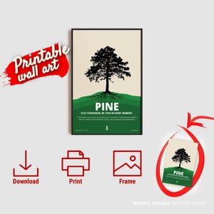 Printable Wall Art – “Pine Tree” Digital Download for Creative Studios, Workspaces & Workshops
