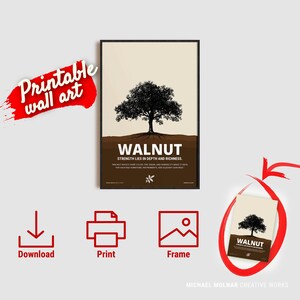 "Druckbare Kunst - ""Walnussbaum"" Digitaler Download für Kreativstudios, Arbeitsräume & Werkstätten."