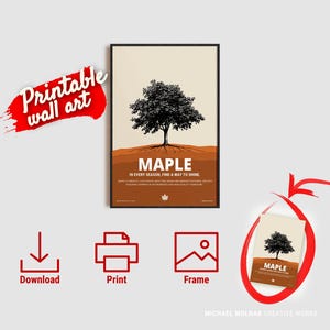 Printable Wall Art – “Maple Tree” Digital Download for Creative Studios, Workspaces & Workshops