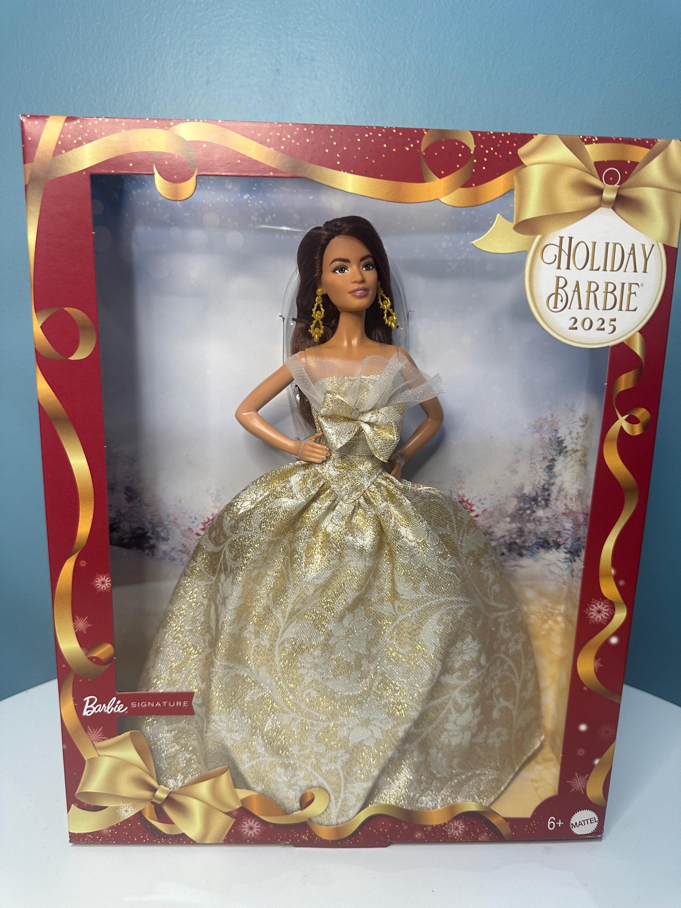 Barbie Signature 2025 Holiday Barbie Fashion Doll, Seasonal Collector, Dark  Brown Hair With Silver & Gold Gown - Etsy