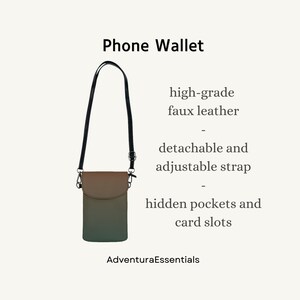 Carteira de couro sintético Earthy Ombre – bolsa transversal marrom e verde degradê com compartimentos para cartões e alça ajustável