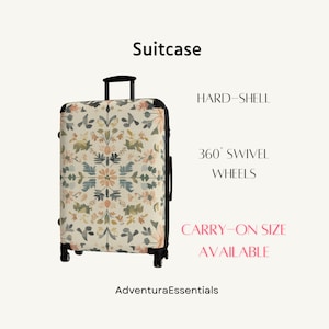 Vintage floral hard shell suitcase, lightweight spinner luggage with lock, 360 degree wheels, cottagecore aesthetic suitcase