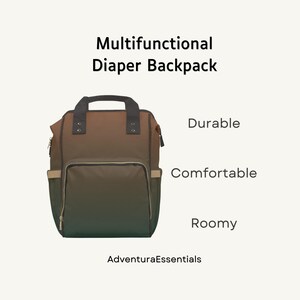 Diaper backpack - earthy gradient print, trending colors, spacious & durable, 12 compartments, adjustable straps, multi-purpose baby bag