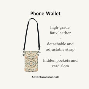 Cartera para teléfono con correa y diseño de prado floral, bolso bandolera de piel sintética para teléfono, minibolso vintage con diseño de flores silvestres.