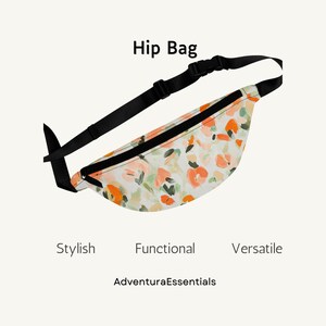 Heuptas met perzikkleurige bloemen, heuptasje met kaartsleuven, verstelbare heuptas voor op reis, handsfree zakje met ritsvakken