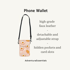 Grazioso portafoglio per telefono in similpelle a tema colazione – borsa a tracolla kawaii eggs and hashbrowns con scomparti per carte e tracolla regolabile