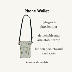 Cartera de cuero sintético para teléfono con diseño de "crecimiento estelar" para amantes de las suculentas: lindo bolso bandolera botánico con ranuras para tarjetas y correa ajustable