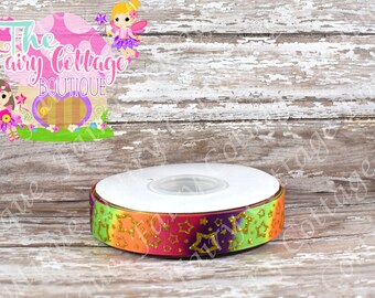Stars on Multicolored 7/8 inch Ribbon