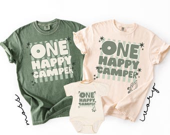 One Happy Camper Birthday Matching Family Shirts, Camping Birthday Shirt, Camper 1st Birthday Tee, Retro Camping TShirt, Mommy and Me Outfit