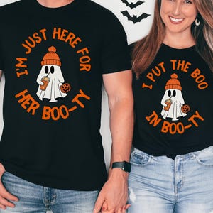 Funny Matching Couples Halloween Shirts, Adult Humor His and Hers Halloween Costume Tees, Funny Cute Spooky Season T-Shirts Halloween Party
