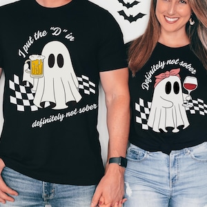 Funny Matching Couples Halloween Shirts, Adult Humor His and Hers Halloween Costume Tees, Funny Cute Spooky Season T-Shirts Halloween Party