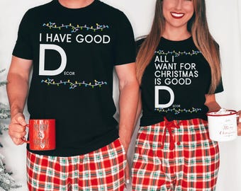 Funny Christmas Couple Pajamas – Raunchy Matching Holiday PJs, Rude Inappropriate Shirts, Vintage Naughty Christmas Sleepwear