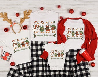 Matching Family Christmas Goose Pajamas, Personalized Holiday PJs, Vintage Christmas Pajamas, Family Christmas PJs, Baking Crew Shirts