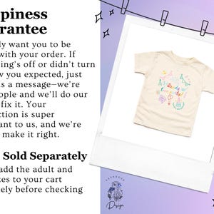 May include: A cream-colored short-sleeve t-shirt featuring a colorful graphic print of party-themed illustrations including balloons, a cake, and bunting, with the text "Ready to party!" centered in the middle of the design.