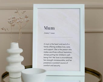 Impressão digital de mãe/mãe/mamãe/mãe. Definição - Coração e Alma. Um presente atencioso para o dia das mães, aniversário ou apenas para mostrar que você se importa.