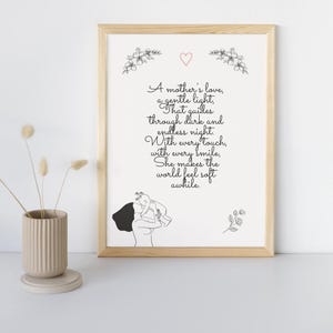 A Mother&#39;s Love - Digital Print - A beautiful poem expressing love. A thoughtful gift for Mother&#39;s Day, Birthday or any occasion.