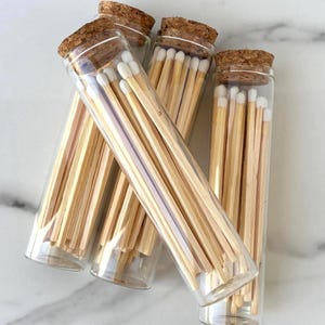 4" Long Stick Matches, White Tip Match, Glass Tube with Strike Patch, Gift Accessories