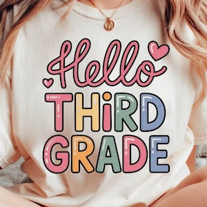 Preppy Third Grade PNG, Floral Back to School Sublimation, First Day of School Design for Kids Shirt or Teacher Gift, Retro School PNG