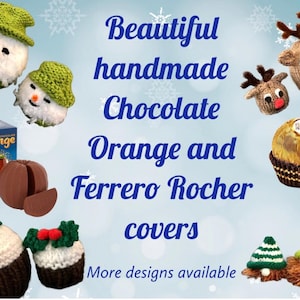 Handgestrickte weihnachtliche Schokoladenorange und Forrero Rocher Decke