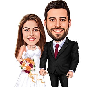 Caricatura di matrimonio per coppia, cartone animato di matrimonio, regalo per coppia, caricatura di matrimonio da foto, ritratto di cartone animato di matrimonio, ritratto di matrimonio