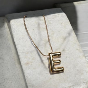 3D Initial Necklace: Personalized 18K Gold Plated Letter Pendant