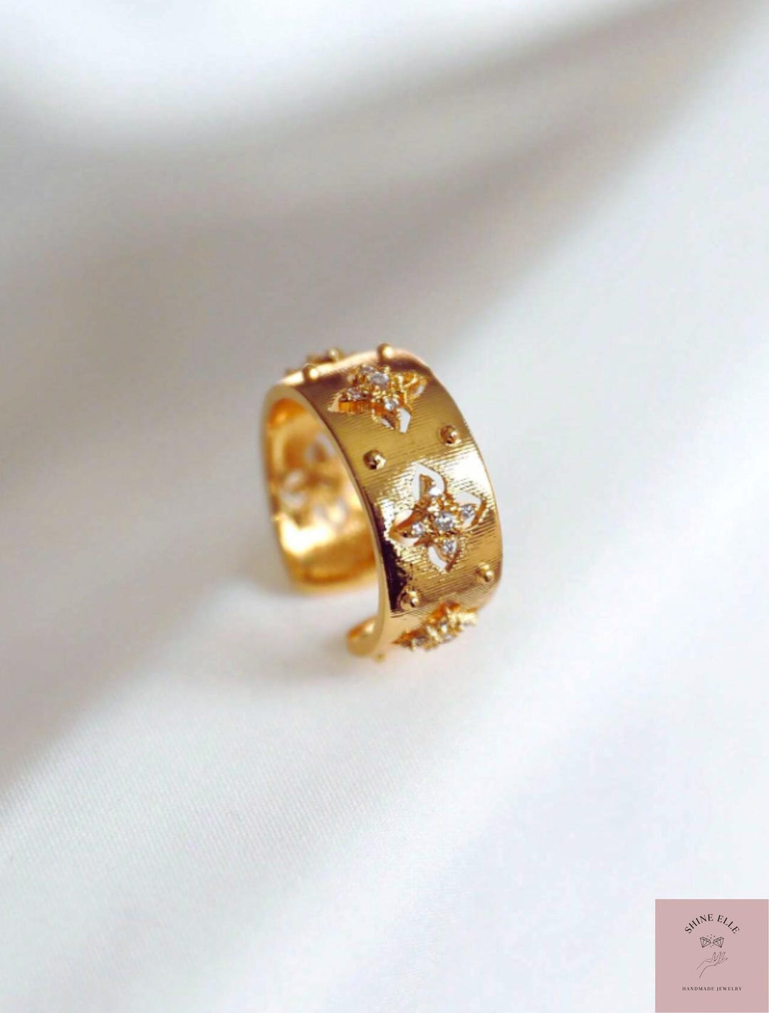 Gold Filled Baroque Ring: Adjustable Cubic Zirconia Statement Ring - Etsy Canada