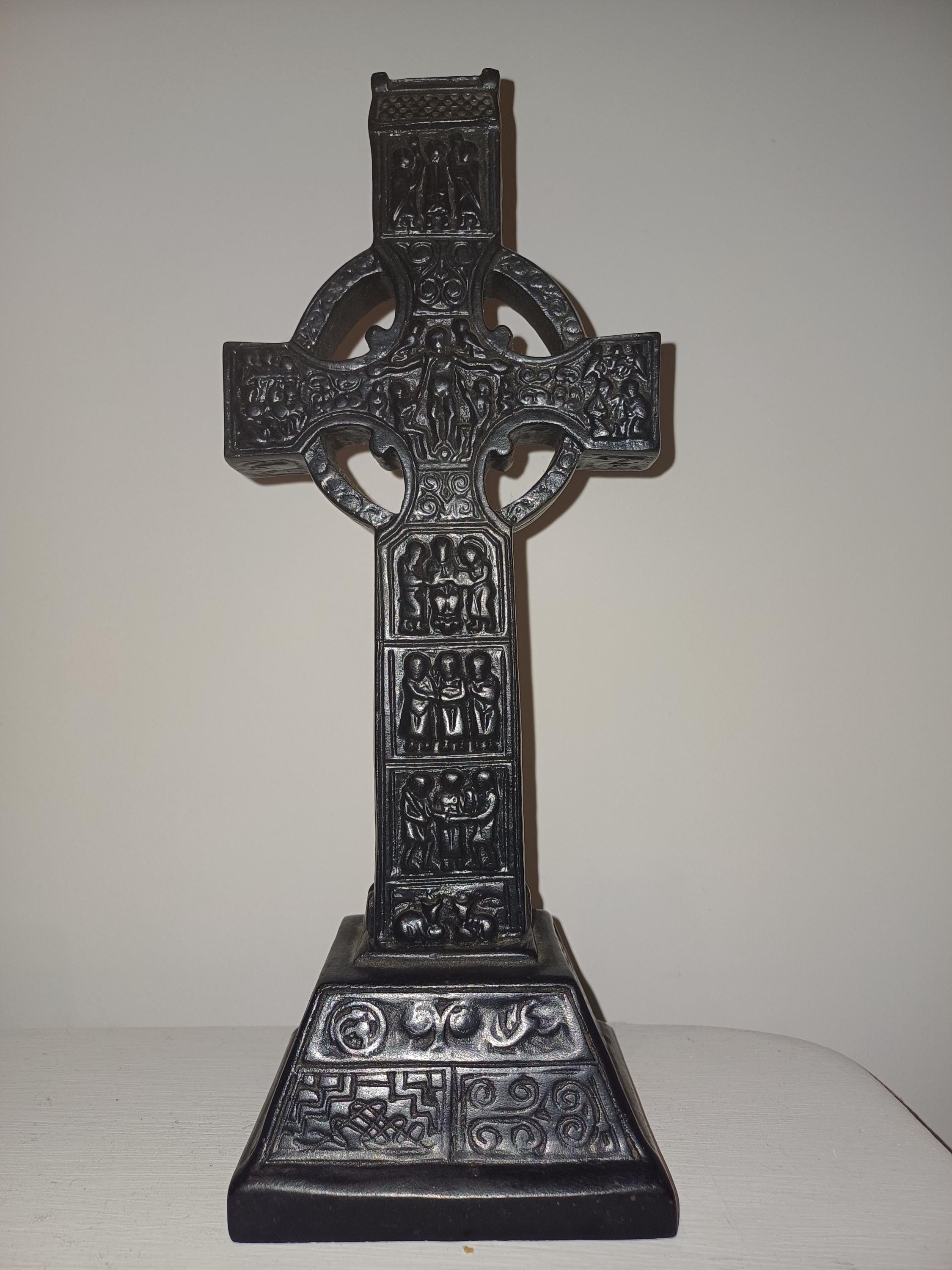 Irish Carved Bog Oak Celtic Cross