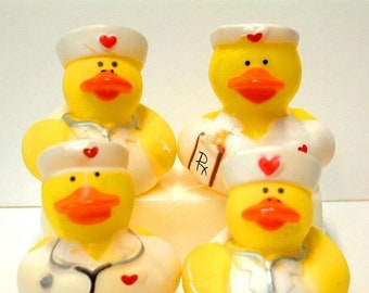 NURSE DUCK-Four Nurse Ducks-Essential  Worker Present-Jeep Duck Game-You've Been Ducked-Bath Tub Play-Birthday Favors-Package Decorations