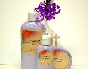 HOLIDAY SPA SET-Choose Your Personal Scent for a Relaxing Spa Day- Goat Milk Soap and Lotion-Wooden Soap Dish-Wrapped and Ready for You