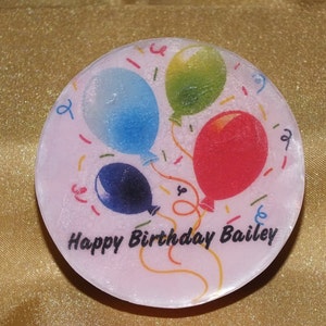 HAPPY BIRTHDAY SOAP--Geburtstag Luftballons-Personalisierter-Name auf Seife-Alter auf Seife-Birthday Party Favor-Glückwunsch-Geschenk-