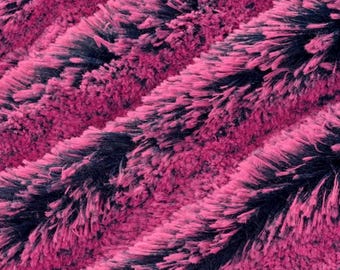 Shannon Fabrics-Luxurious cuddle minky fabric with a soft, shaggy texture 30mm pile- Barbie Girl Color (magenta with navy) max 1 yd cut
