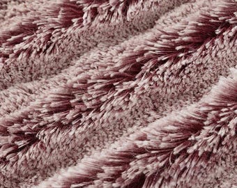 Shannon Fabrics-Luxurious cuddle minky fabric with a soft, shaggy texture 30mm pile- Merlot Ice Color (maroon with white tips)