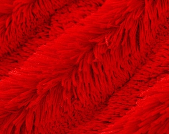 Shannon Fabrics-Luxurious cuddle minky fabric with a soft, shaggy texture 30mm pile- Red Color
