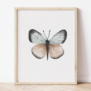 Teal blue Butterfly Print Wall Art, Watercolor Butterfly Printable, Butterfly Nursery Print, Children decor, Boho Painting, butterfly poster